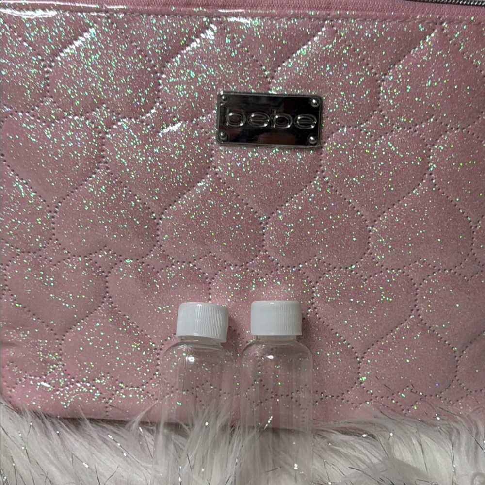✨ Bebe Glittery Pink Quilted Cosmetic Bag – Glam On the Go! ✨ - Picture 6 of 10